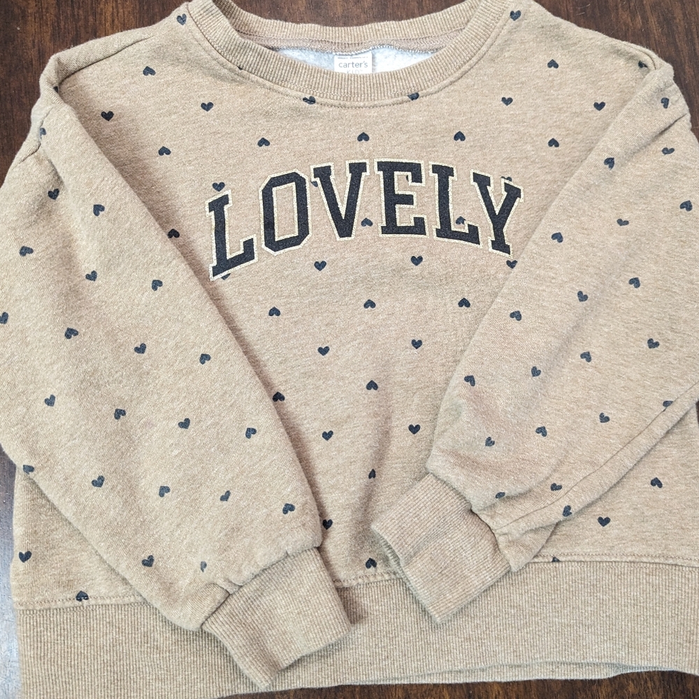 Carter's Sweater, Girls size 7. Tan, black and gold.